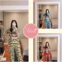 ราคา ถูกสุด‼️ชุดนอนแขนสั้น+ขายาว ลายลิงริ้ว✅ (4443211074)