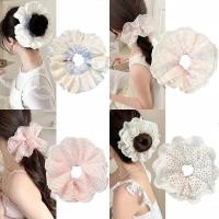 ราคา Kawaii นุ่มสาวฤดูใบไม้ผลิฤดูร้อนพาสเทลลูกไม้ซาตินขนาดใหญ่ Scrunchie ลายดอกไม้ Polka Dot Airy ยืดหยุ่นผม Tie ปุยหางม้า Bun แฟชั่นอุปกรณ์เสริมผมสําหรับผู้หญิง (54812615369)