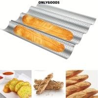 ราคา ONLYGOODS ถาดอบ Baguette, Waves Nonstick Baguette Mold, French Bread Toast 2/4 Grooves Bakeware French Bread Baking Pan (50813127591)