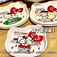 ราคา Sanrio จานลายคิตตี้น่ารัก ถ้วยน้ำ ชุดจานผลไม้เมลามีน จานรองลายการ์ตูน ถ้วย Hello Kitty (28110388242)