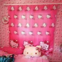 ราคา ผ้าม่านคิตตี้ม่านPvcขนาดต่อผืน180×180Cm.ขายแต่ม่านแถมห่วงคล้องม่าน (5151873934)