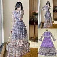 ราคา (XL) พร้อมส่งชุดเดรสเจ้าหญิงสีม่วงแต่งลูกไม้ งานป้าย Love lady แท้ มือ1 ป้ายห้อย (16195562348)
