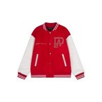ราคา RBNW Bai Jingting's same style baseball jacket with pearl red rhinestone patchwork on the back and checkered leather sleeves, unisex (52362184711)