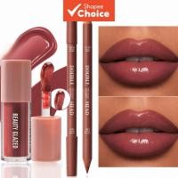 ราคา BEAUTY GLAZED 2 ชิ้น Set Lip Makeup รวม Matte Dual Color Liner Moisturizing Gloss Soft (53512243954)