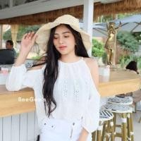 ราคา เสื้อเว้าไหล่แขนยาว​สีขาว (3232292995)