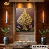 ราคา ภาพต้นโพธิ์พุ่มทอง ทรงแหลม ขนาดW60H75cm รูปแขวนติดผนัง ภาพแต่งบ้านห้องพระ ภาพมงคล ภาพติดร้านนวดสปา (9017530423)