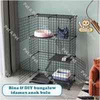 ราคา DIY แผงกรงสัตว์เลี้ยงรั้วแมวสุนัขกระต่ายเหล็กโลหะกริดชั้นเก็บ Sangkar Kucing Besi DIY笼子 (51960446704)