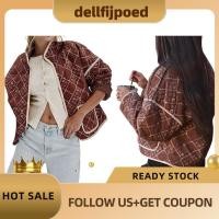 ราคา lfijpoedWomenS Cropped Puffer Quilted Jacket Vintage Floral Print Open Front Short Jacket Outwear Coffee S (50863928024)