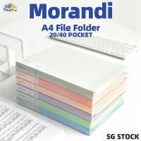 ราคา {SG} A4 Morandi File Folder File Bag PP Cover Document Folder Waterproof Document Organizer 20/40 Pockets File storage (40081432896)