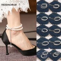 ราคา TREDDING49180 รองเท้าส้นสูงสายรัด, เชือกผูกรองเท้าผู้หญิงแบบปรับได้สีขาว, สายรัดรองเท้าส้นสูงมุกป้องกันการลื่นไถล (50613698365)