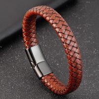 ราคา Fashion Jewelry Combination Brown Color Leather Stainless Steel Buckle Men Bracelet Hot Selling For Birthday Simple Gift (46350251506)