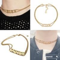 ราคา 100% ของแท้แท้ใหม่ DIOR CHOKER ตัวอักษรแฟชั่นสร้อยคอ (52358559717)
