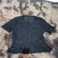 ราคา เสื้อลูกไม้ฉลุสีดำมีซับใน ซิปหลังแขนสั้น ตรงปลายระบาย (29755630080)