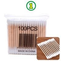 ราคา คอตตอนบัด สำลีก้าน 100 ก้าน Cotton buds สำลีปั่นหูด้ามไม้ สำลีไม้ สำลีเช็ดเครื่องสำอาง (24405132270)