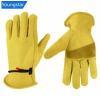 ราคา FYY 1 คู่ Cowhide หนังทํางานถุงมือปลอดภัยสําหรับ Garden รถจักรยานยนต์ขับรถเชื่อมป้องกัน Workshops ลื่นสวมใส่ (40059379091)