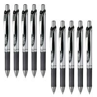ราคา Pentel EnerGel 0.7mm Ballpoint Gel Ink Pen, Knock Type, Silver Barrel, BL77-A, Black, Pack of 10 (42314987871)