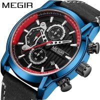 ราคา Megir megir นาฬิกาผู้ชายมัลติฟังก์ชั่น Chronograph หนังแท้กีฬา Cross-Border ขายร้อนควอตซ์นาฬิกาผู้ชาย 2104G (55063436705)