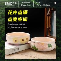 ราคา บีเอ็มซี ชาวไร่เซรามิกขนาดใหญ่สีชมพูดอกทานตะวันรูปแบบสร้างสรรค์โคมไฟสีแดงกุหลาบโต๊ะในร่มกระถางฉ่ํา หม้อ1355 (54809729642)