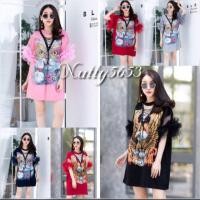 ราคา เสื้อสาวอวบกึ่งมินิเดรสแขนฟรุ้งฟริ้ง (3717121148)