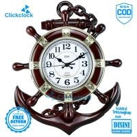 ราคา Esa 09595 ขนาดใหญ่สีน้ําตาลเรือพวงมาลัย Anchor Quartz Wall นาฬิกาตกแต่งบ้าน (22555015299)