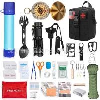ราคา Outdoor Camping Equipment Survival Tool Set Outdoor Survival Water Purifier Camping Emergency First Aid Kit (48804879997)