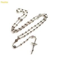 ราคา Pealike 6 มม.ลูกปัดสร้อยคอลูกประคํากับพระเยซู Crucifix Crucifix คาทอลิกศาสนาอัญมณี (55614165113)