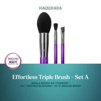 ราคา [BUNDLE 3PC] Haquhara Effectless Triple Set Brush - Amala Powder Brush AS1 + Apala Tapered Blend AS7 + A7 + A8 / Amala Angled Lip Blending (51603976564)