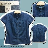 ราคา H45️L A U R A_A S H L E Y เสื้อยีนส์คอจีนแขนสั้น (29829522464)