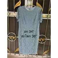 ราคา เดรสลูกไม้ลายจุดสีฟ้ายี่ห้อBouton SizeL (42363121806)