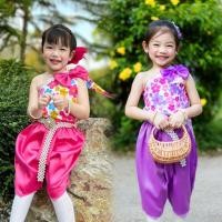 ราคา ND / ชุดไทยเด็กผู้หญิง ชุดย้อนยุค ยี่หวา ชุดปาดไหล่ (26529457441)