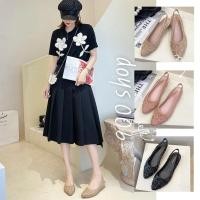 ราคา 900Shopรองเท้าคัชชูหัวแหลม ลายดอกกุหลาบ มีสายรัดส้น มี 4 สี เบอร์ 36-40 (19) (21997426136)
