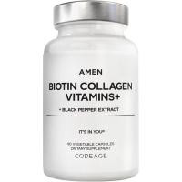 ราคา Amen Biotin Collagen s+ 10000 mcg Biotin s 90 แคปซูล | Biotin 10000 mcg พร้อมคอลลาเจนมารีน keratin M กรดไฮยาลูโรนิกและซีและอี ที่ไม่ใช่จีเอ็มโอ (52464455429)