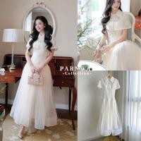 ราคา Parnwad Set 2 ชิ้นที่ขายดีมากกกก เสื้อคลุมลูกไม้นิ่มๆติดกระดุมมุกที่คอ มาพร้อมกับเดรสแขนกุดตัวยาว (44856321149)