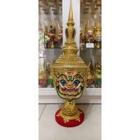 ราคา เศียรเทพ ท้าวเวสสุวรรณ ขนาดครอบ รุ่นพรีเมี่ยม งานกระดาษ ทองเค ประดับเพชร พร้อมฐานไม้อัดสีแดงฟรี หัวโขน เศียรครู khonmask (24966704733)