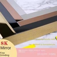 ราคา Pre-sale（ขายส่ง10pcs）โลหะผสมไททาเนียมสแตนเลสตกแต่งแถบกาวติดด้วยตนเองกระเบื้องเพดานขอบที่สวยงามระงับขอบผนังพื้นหลังเส้นขอ (8144294274)