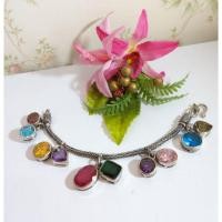 ราคา กำไลข้อมือเงินแท้ 925 พลอยนพเก้า สร้อยข้อมือเงินแท้ (4811045663)