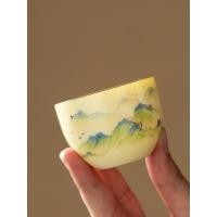 ราคา Suet หยก Porcelain อัญมณีสีเหลืองทอง Tracing ถ้วยชาเซรามิคภูมิทัศน์ภาพวาดถ้วยชาถ้วย Master ถ้วยใหม่จีนชาถ้วยถ้วยเดียว (55562599853)