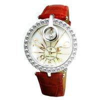 ราคา Royal Crown นาฬิกาสำหรับสตรี สายหนังแท้ ประดับเพชร cz อย่างดี รุ่น 3850 -Red (1184113541)