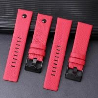 ราคา For Diesel DZ7333 DZ7348 DZ4318 Genuine Leather watchband 22mm 24mm 26mm 28mm 30mm Black White Brown Red watch strap (46310245773)