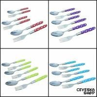 ราคา ชุดช้อนและส้อมลายจุด 6 ชิ้น 6 ชิ้น ช้อนอาหารเย็นลายจุดสแตนเลส - สินค้า (40114701710)