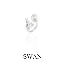ราคา [ส่งด่วนฟรี]SWAN - Stone Pearl Open Ring แหวนเงินแท้ มุกแท้ มุกน้ำจืด ฝังเพชรคิวบิกเซอร์โคเนีย (9755139735)
