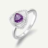 ราคา FANCIME Trinity Textured Silver Ring in Created Amethyst (53662931670)