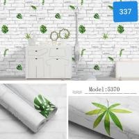 ราคา วอลเปเปอร์ กาวในตัว เกรด A เนื้อ pvc กว้าง 45 ซม. ยาว10เมตร ลายอิฐขาวใบไม้เขียว#337 (2810621266)