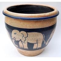 ราคา กระถางดินเผา ลายช้างพื้นสีน้ำเงิน ขนาด 9 x 8 นิ้ว (4434993469)