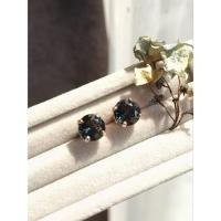 ราคา ต่างหู ลอนดอนบลูโทพาส ( London Blue Topaz ) สีน้ำเงินเข้มแบบ inky blue ตัวเรือนเงินเเท้ชุบ Rose Gol (50059317526)