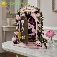 ราคา SOMEDAYZL ฮาโลวีน Fairy Ghost เครื่องประดับประตู, การ์ตูน Rose Bow Mini ไม้ Ghost ประตู Figurine, เปิด Vintage แกะสลักฟักทองเห็ด Mouse Ghost ประตูกรอบฮาโลวีน Party (47464416976)