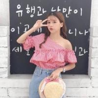 ราคา เสื้อปาดไหล่ สีชมพูอ่อนเป็นสีอ่อนไม่ใช่สีเก่า (993881076)