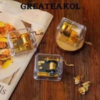 ราคา GREATESKOL Music Bell, Hand-Cranked Gold-Plated Hand-Cranked Music Box, กล่องดนตรีพลาสติกการเคลื่อนไหวตกแต่งบ้าน (45413804085)