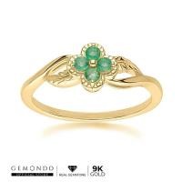 ราคา Gemondo แหวนทองคำ 9K ประดับมรกต ดีไซน์เถาวัลย์ดอกไม้ (55361470430)
