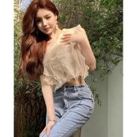 ราคา เสื้อปาดไหล่ ระบายพริ้วๆผ้ามุ้งวิ้งๆ มีซิปข้างลำตัวใส่ง่าย (18418624908)